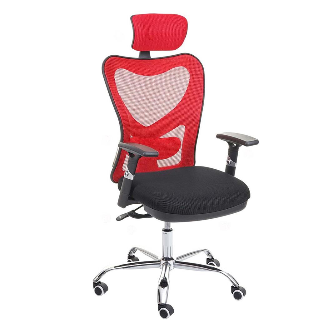 DEMO# Sedia Ergonomica LUCIA, Completamente Regolabile, Tessuto Rosso