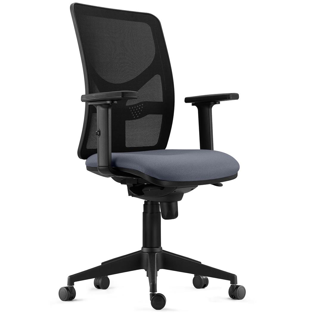 Sedia Ergonomica MILO PRO, Braccioli Regolabili in 2D, Supporto Lombare, Tessuto Ignifugo, Grigio