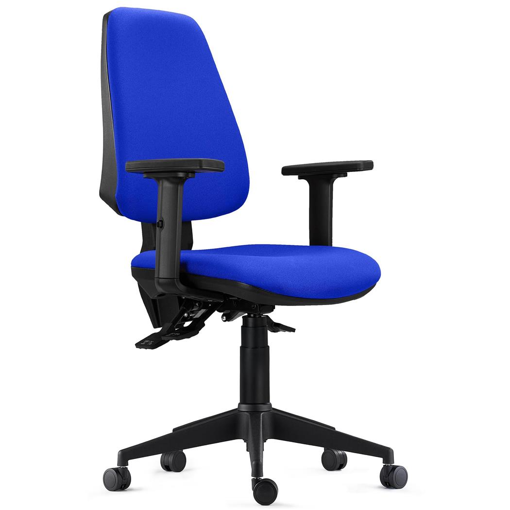 Sedia da Ufficio INDIANA PRO, Ergonomica, Braccioli 2D, Tessuto Ignifugo Blu