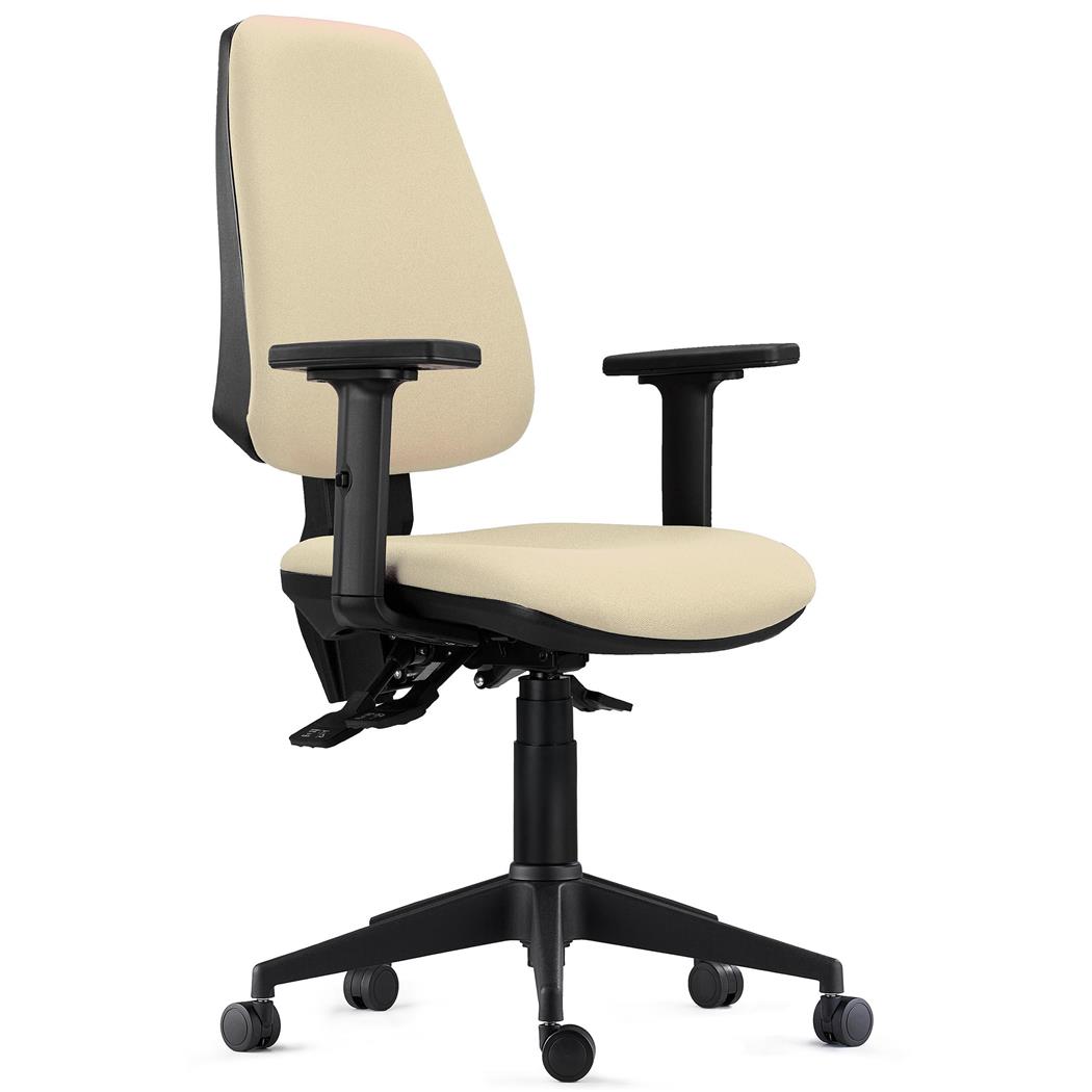 Sedia da Ufficio INDIANA PRO, Ergonomica, Braccioli 2D, Tessuto Ignifugo Crema