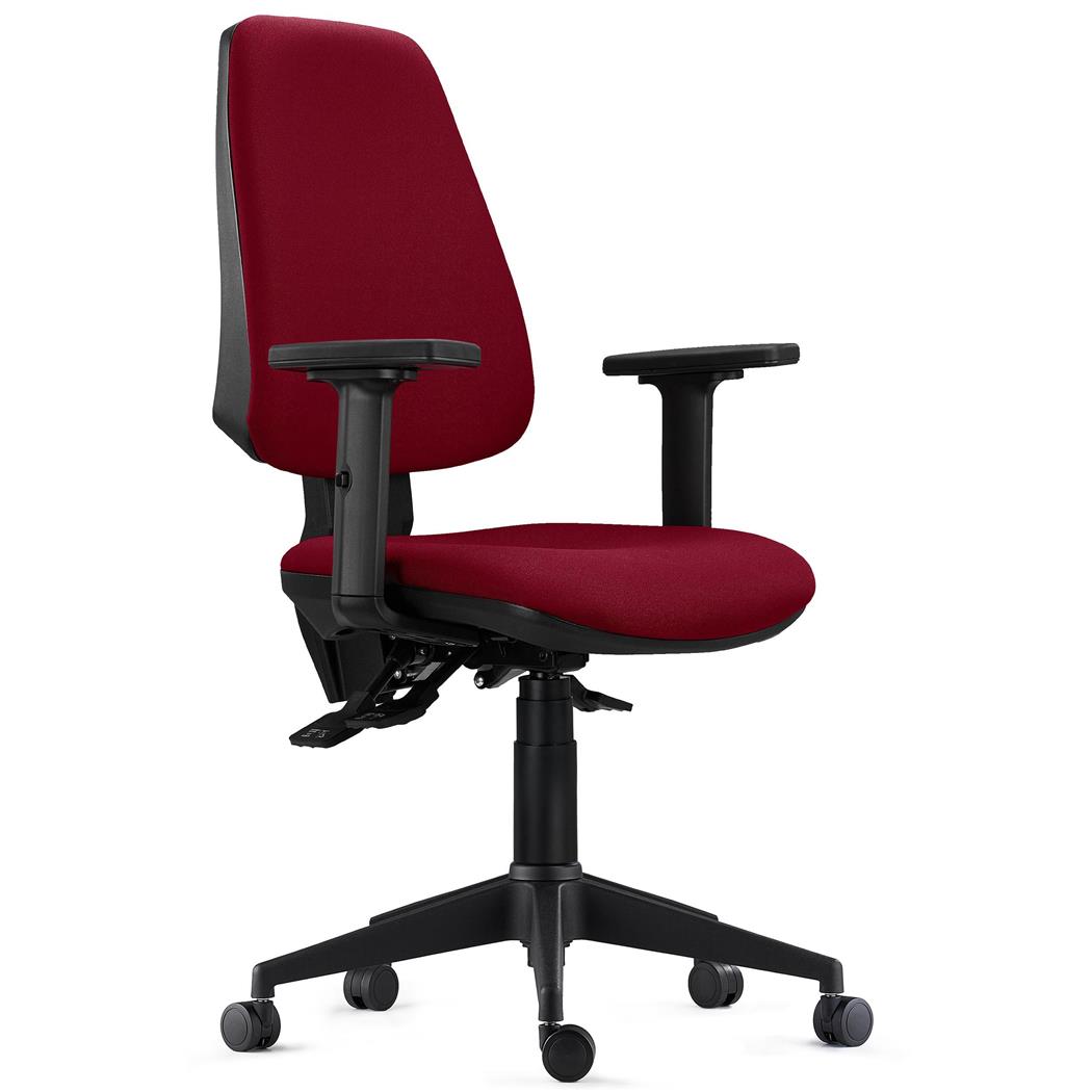 Sedia da Ufficio INDIANA PRO, Ergonomica, Braccioli 2D, Tessuto Ignifugo Bordeaux