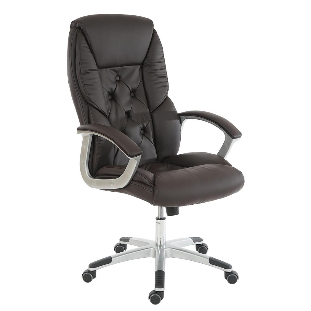 DEMO# Poltrona da Ufficio modello DIONE, Design Elegante, Imbottitura Spessa, Resistenza fino a 150kg, in Pelle color Nero