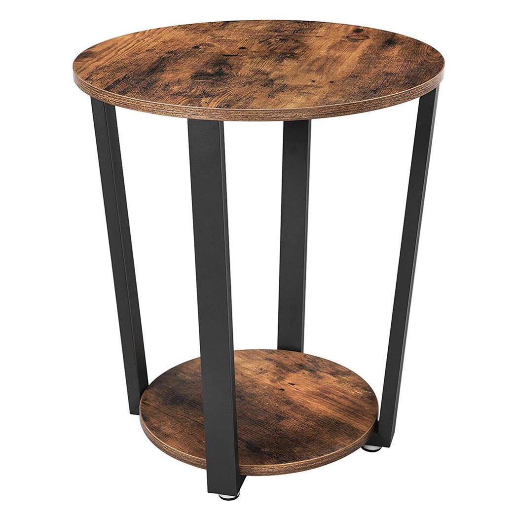 Tavolino FILO, Due Ripiani, 50x50x57 cm, In Acciaio e Legno Faggio