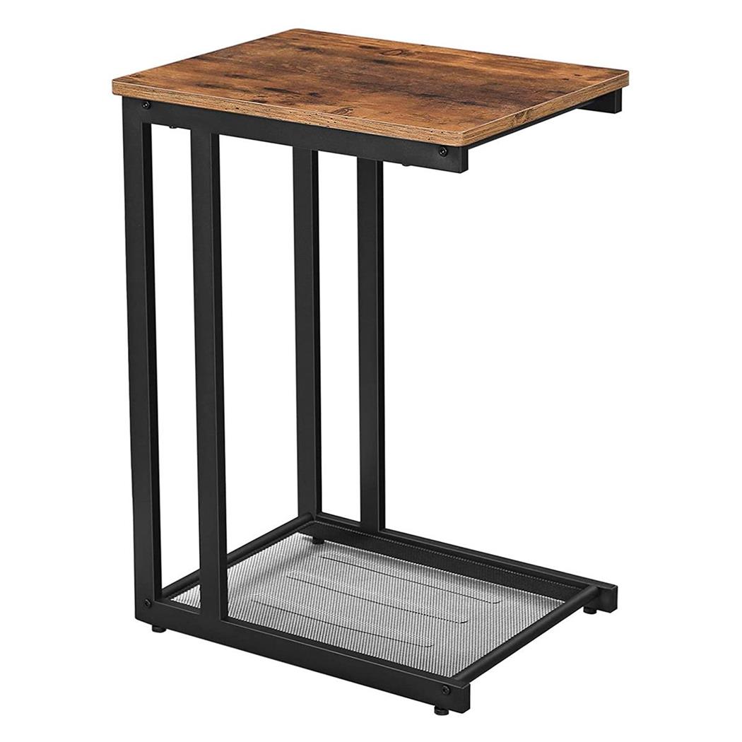 Tavolino Portatile ALFA, Ripiano in Rete, 48x35x65cm, in Metallo e Legno Faggio