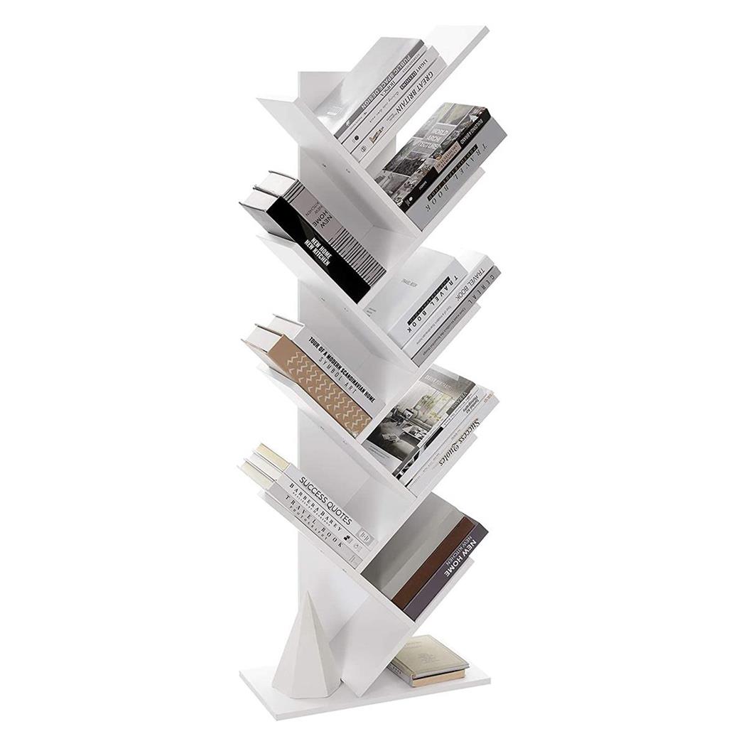 Libreria MALIKA, Forma ad Albero, 50x25x141,5cm, in Legno Colore Bianco