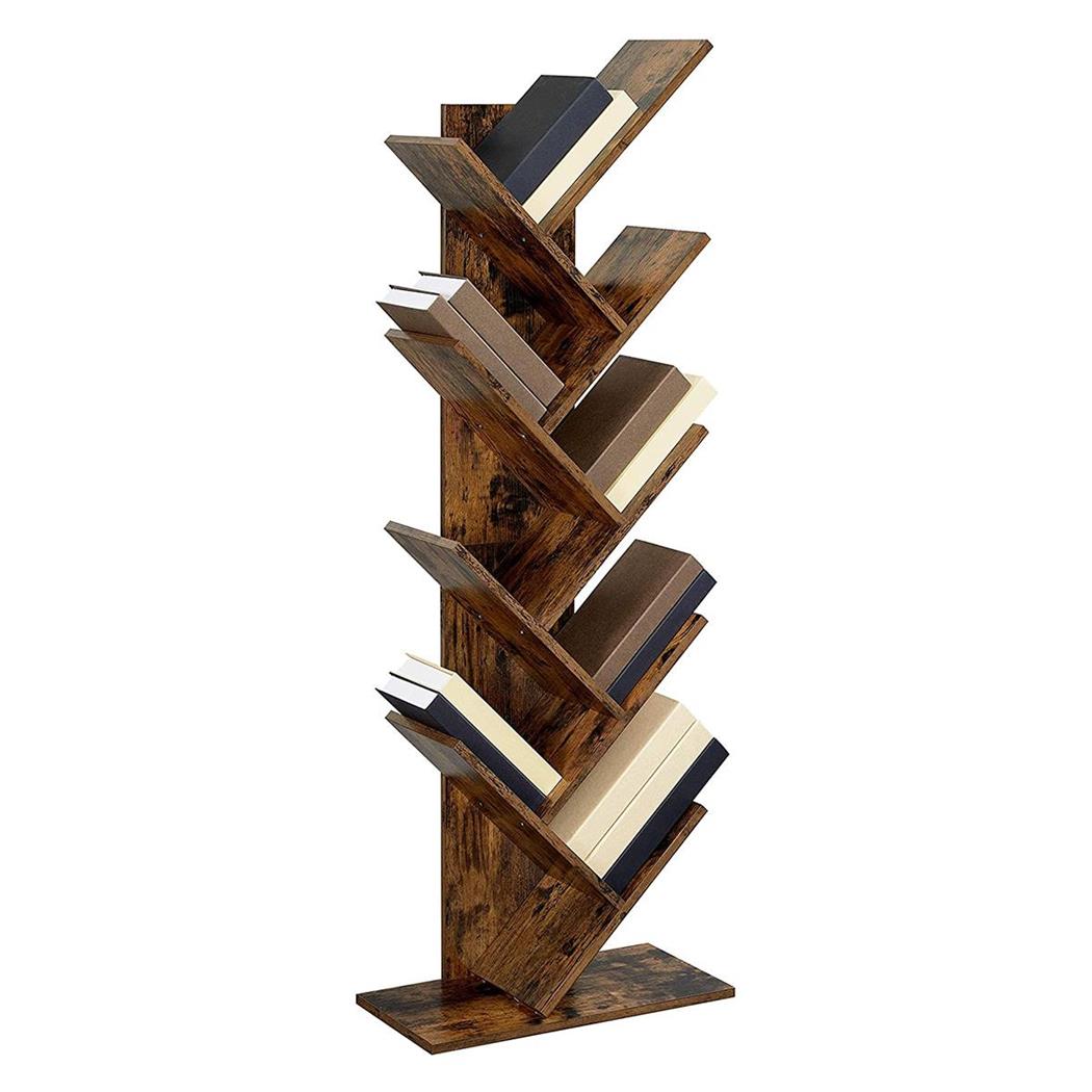 Libreria MALIKA, Forma ad Albero, 50x25x141,5cm, in Legno Colore Faggio