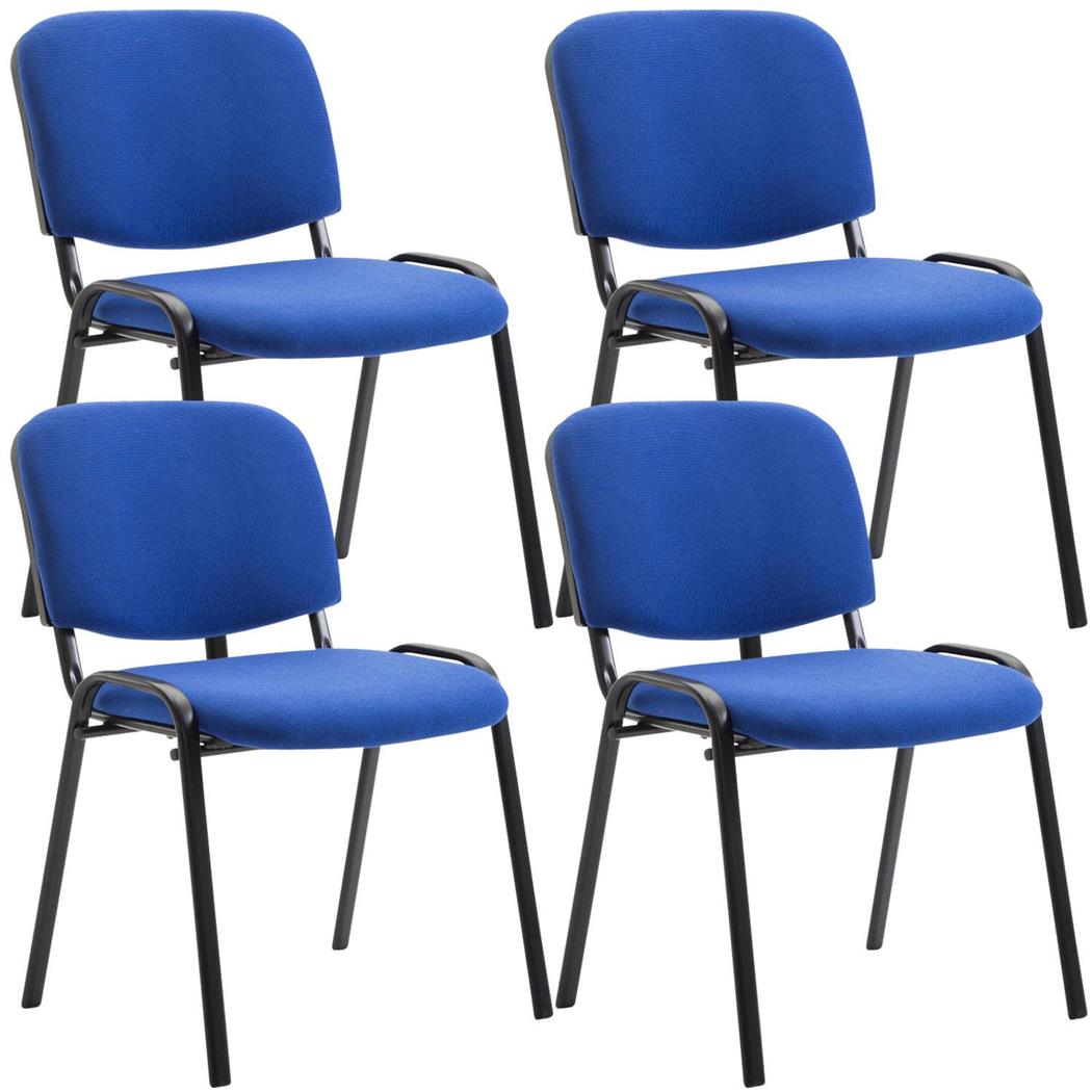 Lotto di 4 Sedie Conferenza MOBY BASE, Comoda e Pratica, Colore Blu e Gambe Nere