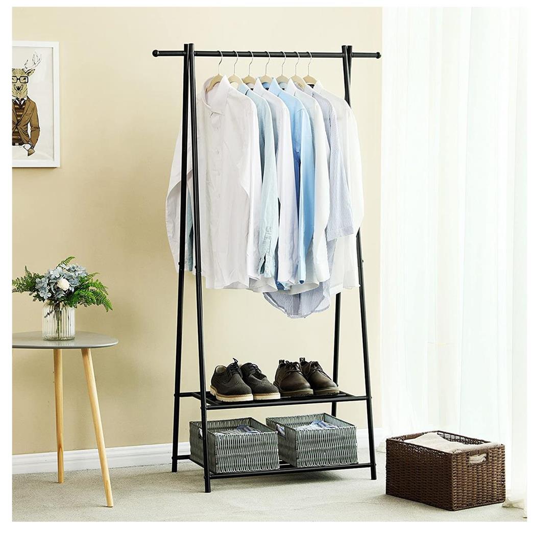 Appendiabiti KOLUS, Due Ripiani, 87,5x41x155cm, in Metallo Nero