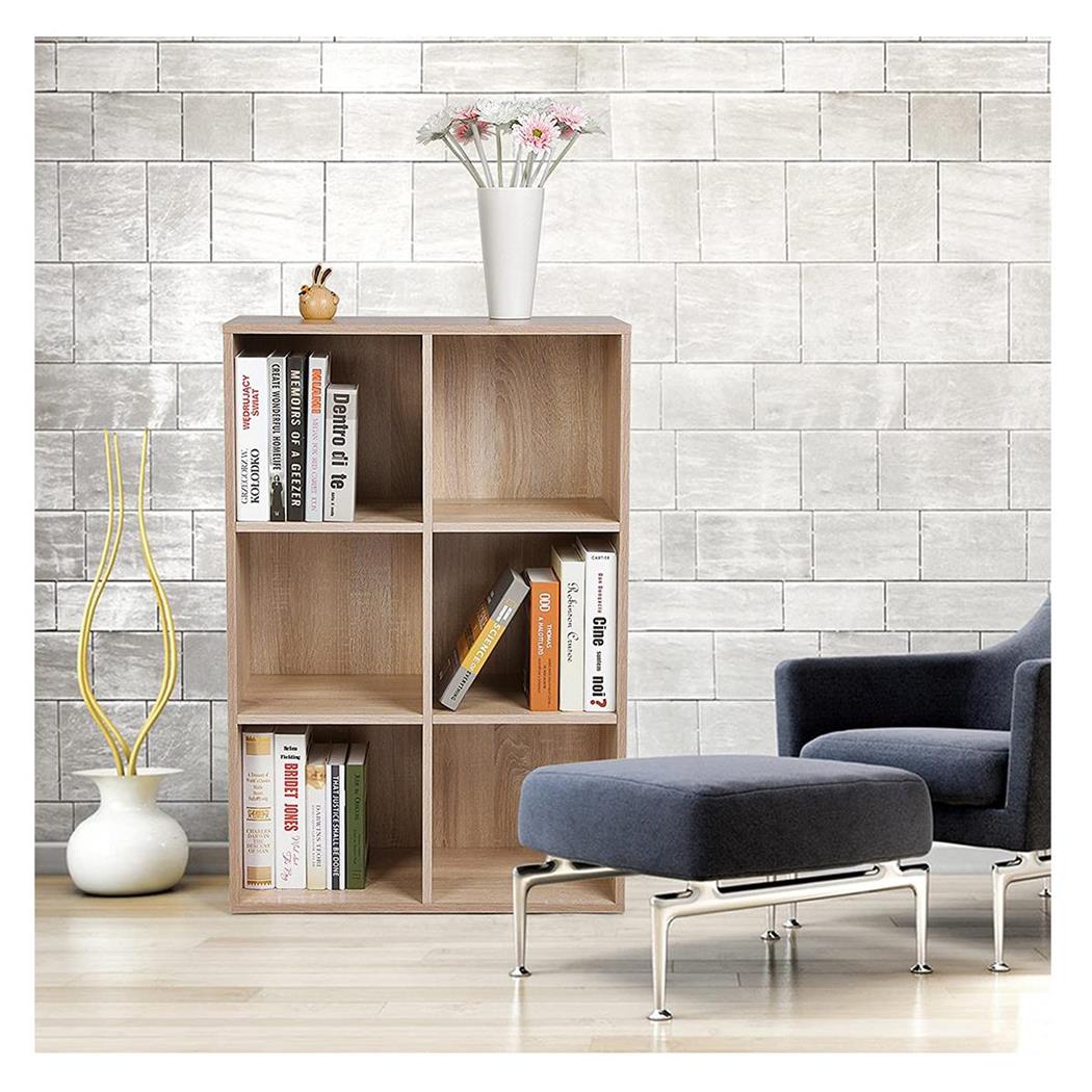 Libreria MONACO, 6 Scompartimenti, Pratica e Elegante, 65,5x30x97,5 cm, Legno Faggio