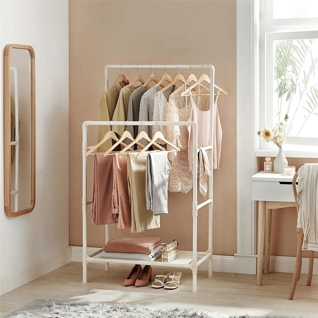 Appendiabiti OWAIN, Ripiano Portaoggetti, in Metallo Bianco