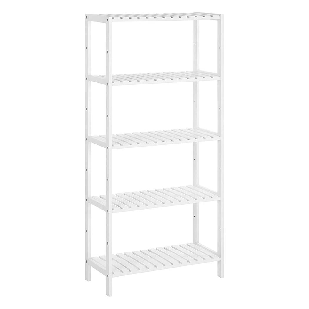 Scaffale RILEY, 5 Ripiani Regolabili, 60x26x130 cm, in Bambù Bianco