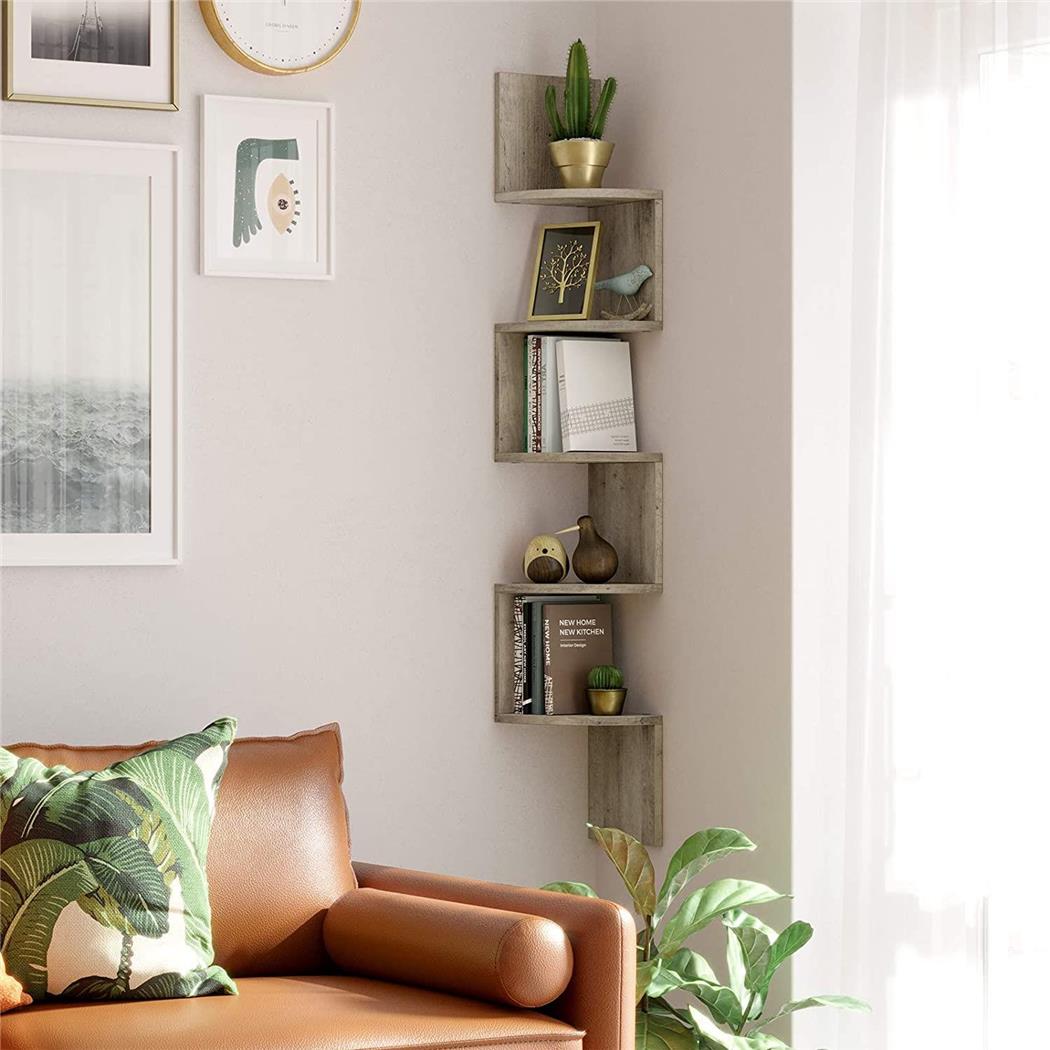 Libreria a Parete LINSDAY, 20x20x127,5 cm, In Legno colore Grigio