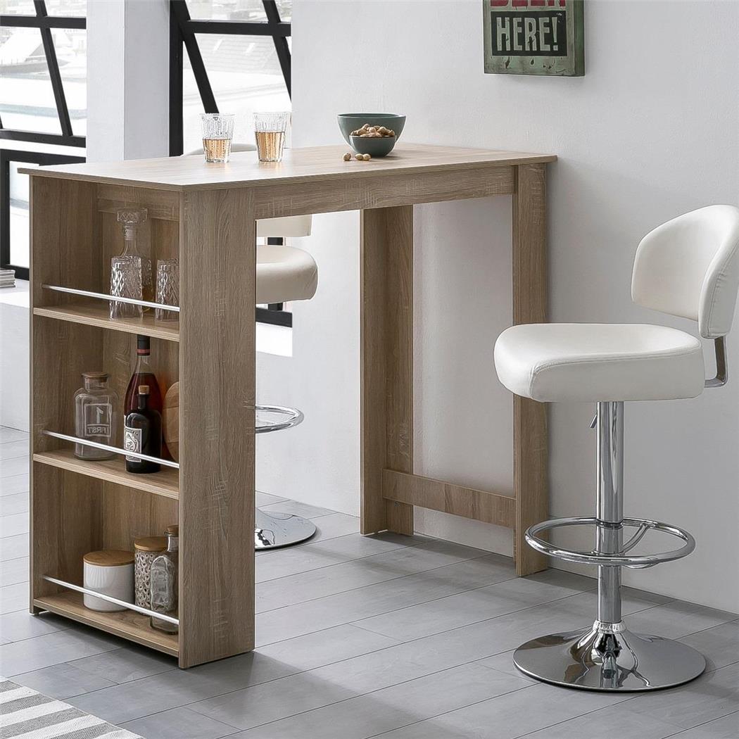 Scrivania Per Computer YOLI, con Mensole, 120x60x107,5cm, in Legno Rovere