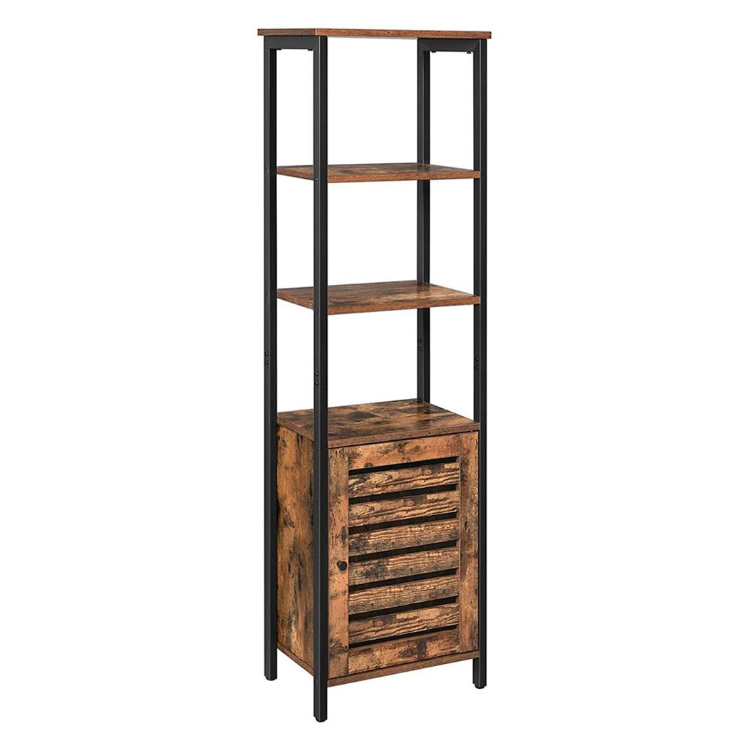 Libreria SCOTT, Stile Vintage, 44x30x155 cm, In Acciaio e Legno color Faggio
