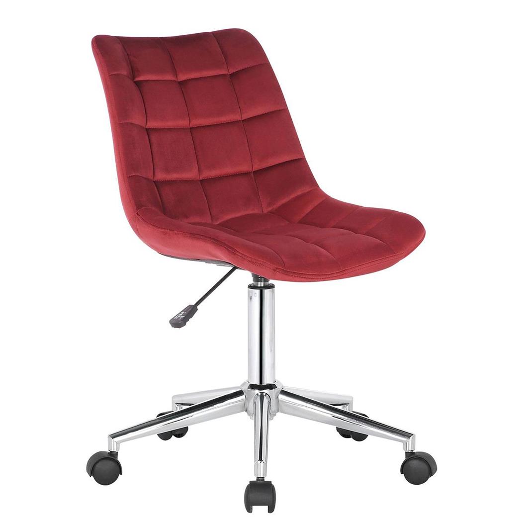 Sedia Per Ufficio SAMMY, Confortevole e Di Design, Base in Metallo, Velluto, Rosso