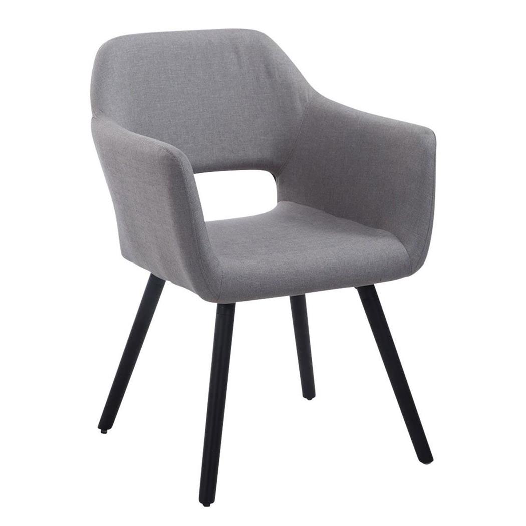 Sedia Ospiti KALUM, Imbottita, Gambe Nere, Tessuto Grigio