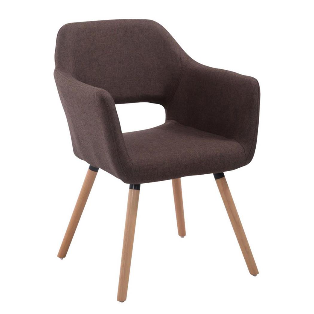 Sedia Ospiti KALUM, Imbottita, Gambe Rovere, Tessuto Marrone