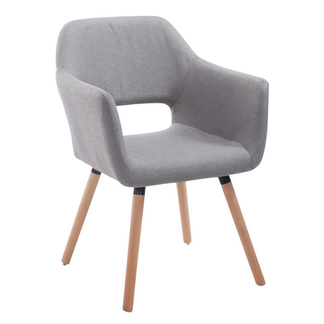 Sedia Ospiti KALUM, Imbottita, Gambe Rovere, Tessuto Grigio