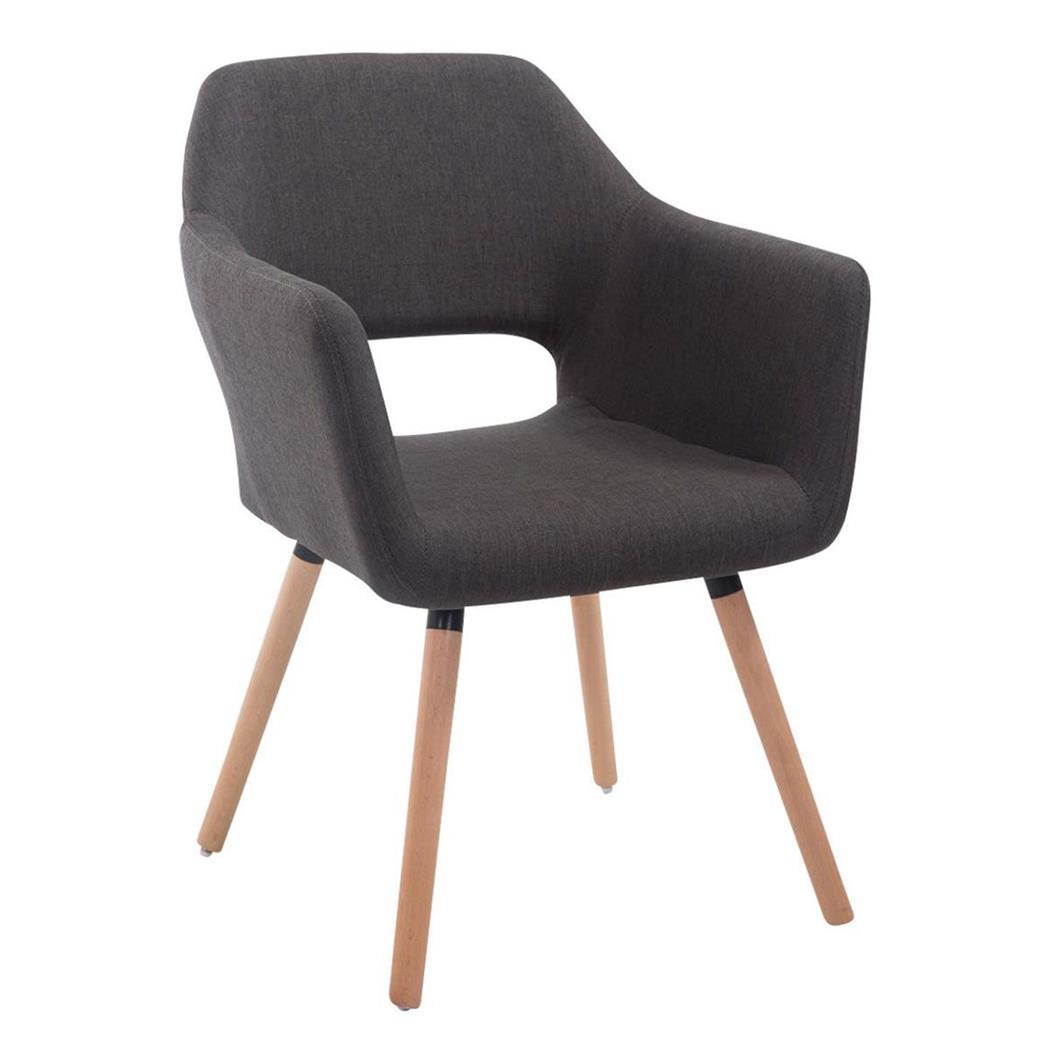 Sedia Ospiti KALUM, Imbottita, Gambe Rovere, Tessuto Grigio Scuro