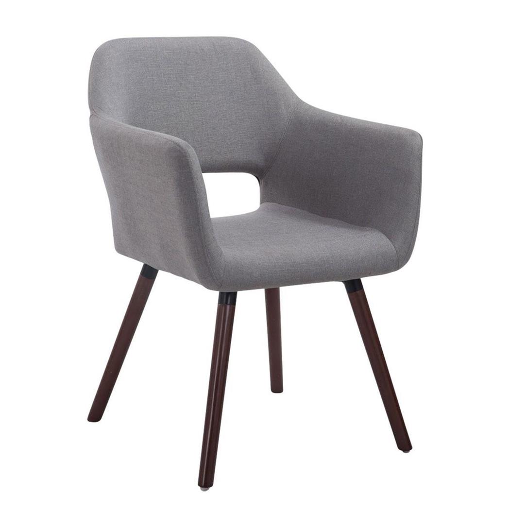 Sedia Ospiti KALUM, Imbottita, Gambe Noce, Tessuto Grigio