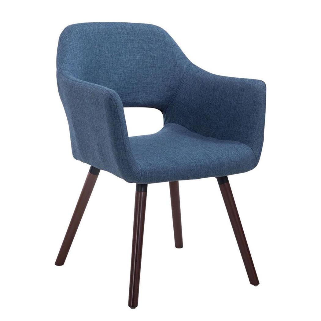Sedia Ospiti KALUM, Imbottita, Gambe Noce, Tessuto Blu