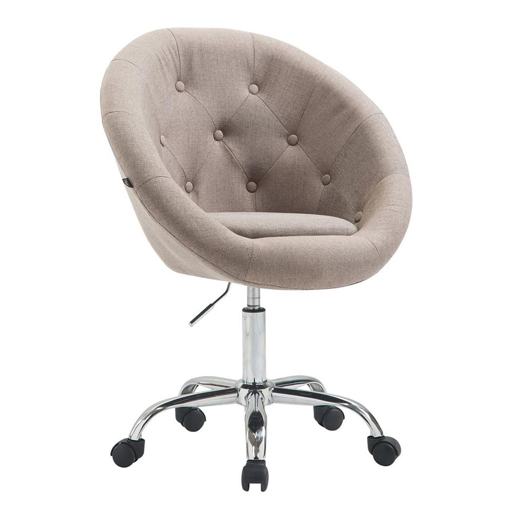 Sedia di design IVONNE, Spessa imbottitura, Struttura in metallo, in Tessuto Marrone Chiaro
