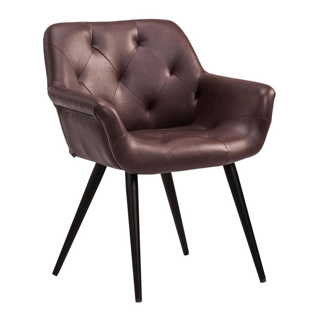 Poltroncina per ospiti LIDIA, Design Avvolgente, Gambe Nere, Pelle Bordeaux