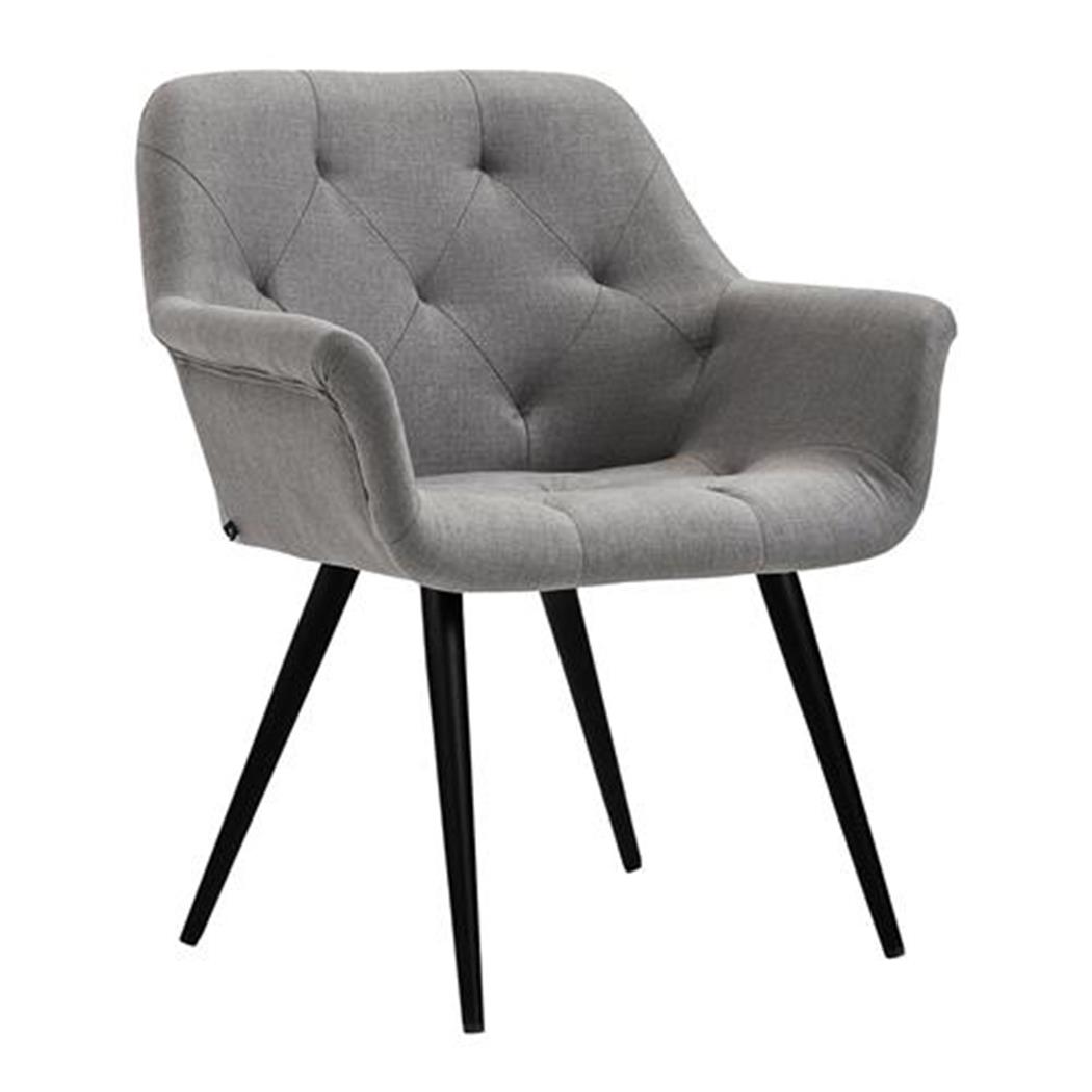 Poltroncina per ospiti LIDIA, Design Avvolgente, Gambe Nere, Tessuto Grigio