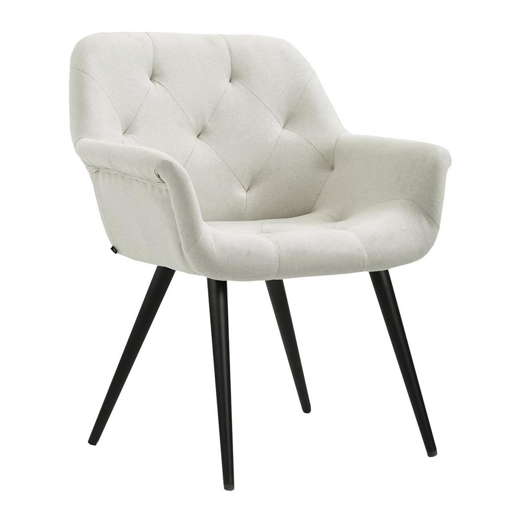 Poltroncina per ospiti LIDIA, Design Avvolgente, Gambe Nere, Tessuto Bianco