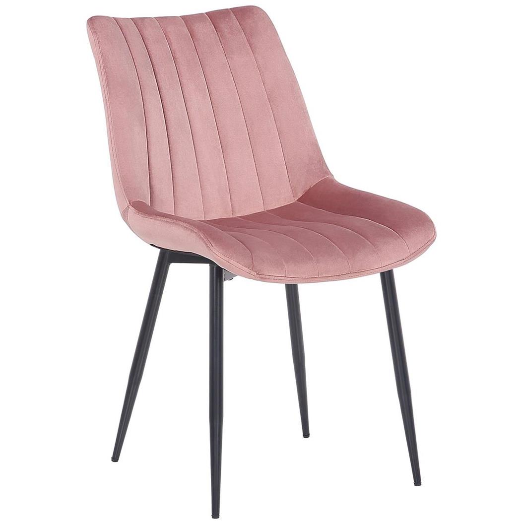 Sedia per Sala d'Attesa ZEFIR, Elegante, Struttura in Acciaio, Seduta in Velluto Rosa