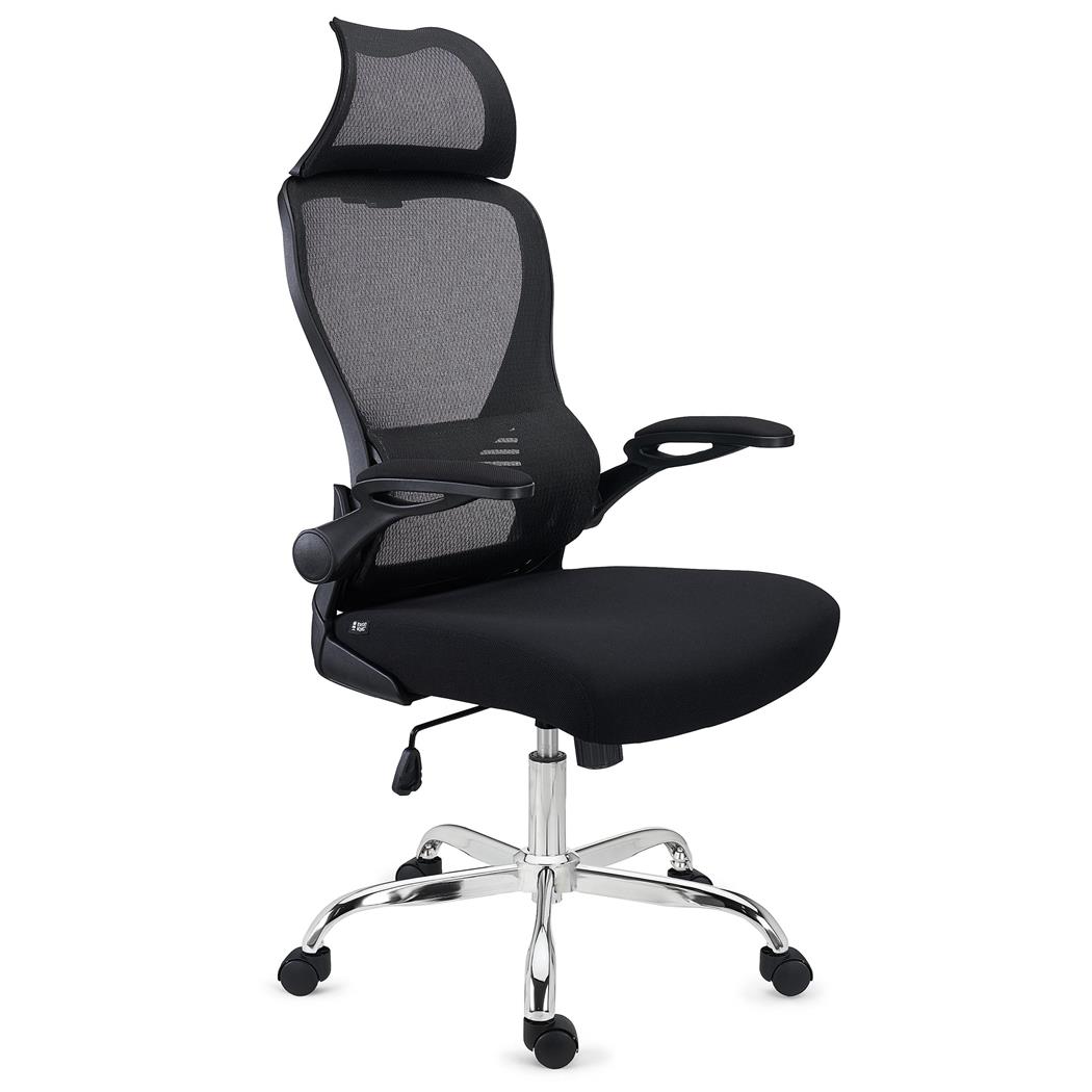 Sedia Operativa CORFÙ, Poggiatesta, Ergonomica, Braccioli Abbattibili, Comoda e Versatile, Nero