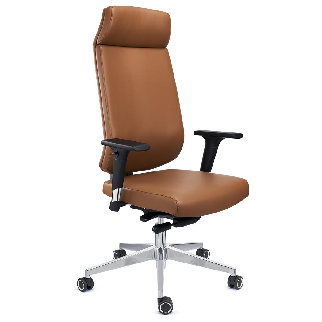 Poltrona Direzionale MILANO, Ergonomica, Elegante e Confortevole, Regolabile, Pelle Marrone