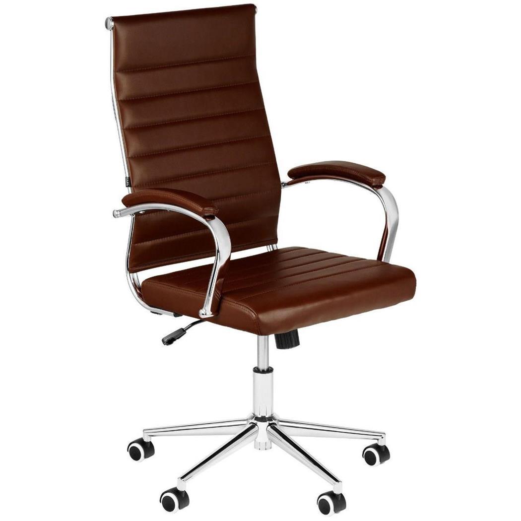 Sedia per Ufficio OXFORD, Elegante e Di Design, Struttura in Metallo, Pelle Marrone