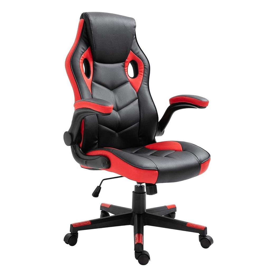 Sedia Gaming MAX, Braccioli abbattibili, in Pelle Nera e Rossa