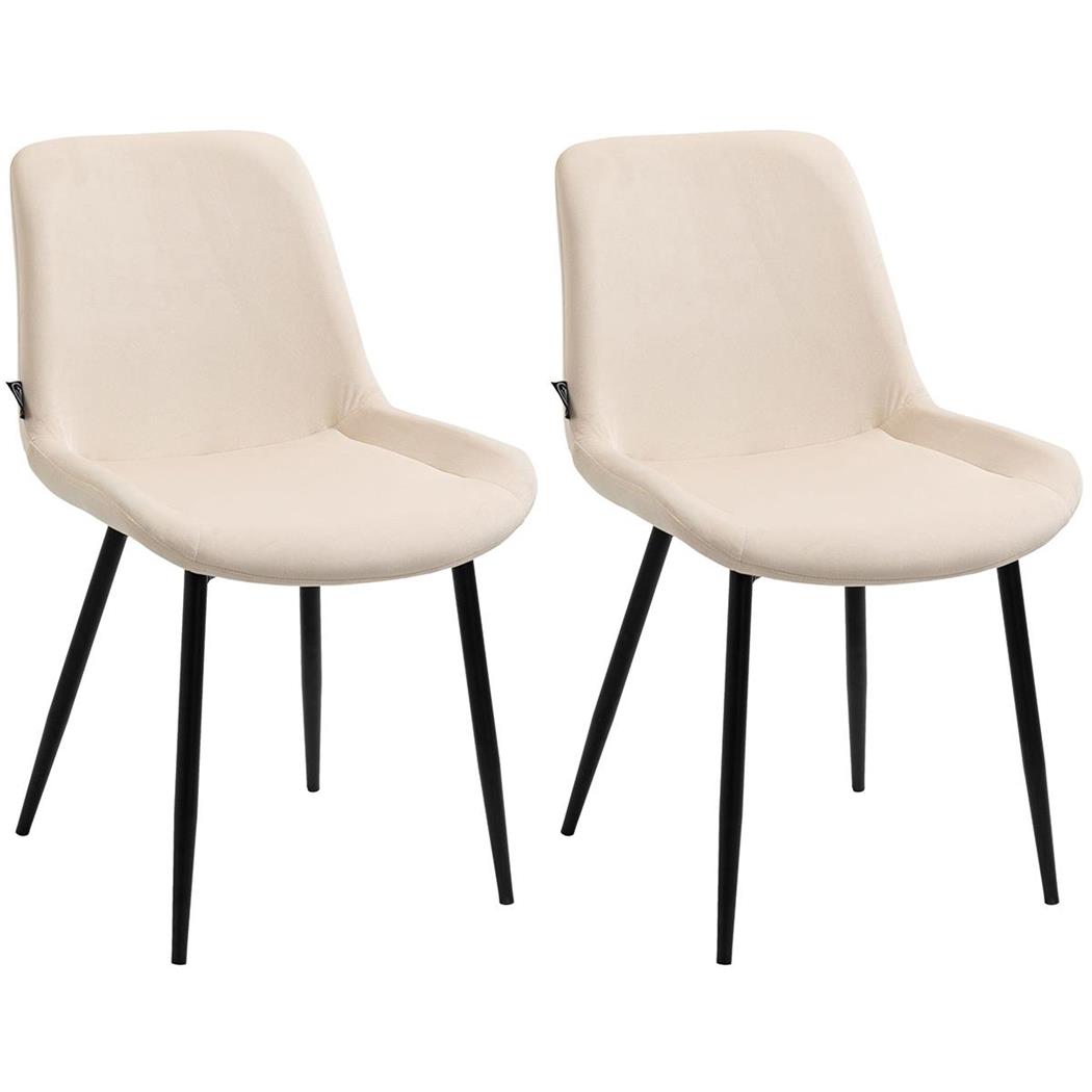 Lotto da 2 Sedie Ospiti VICKY, Gambe in Metallo Nero, Comode e Di Design, Velluto Crema