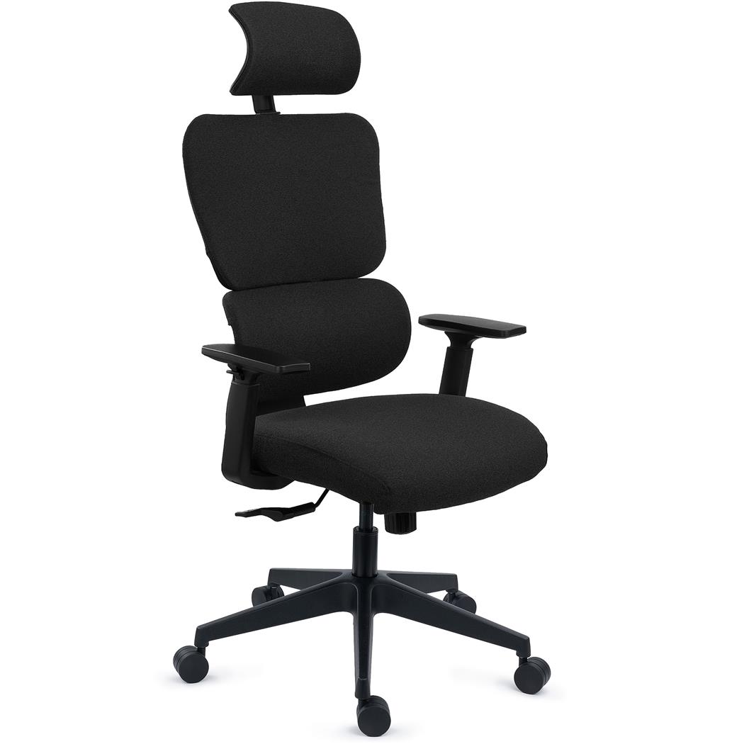 Sedia Ergonomica TUDOR, Design Avanzato, Massima Ergonomia, Tessuto Traspirante, Nero
