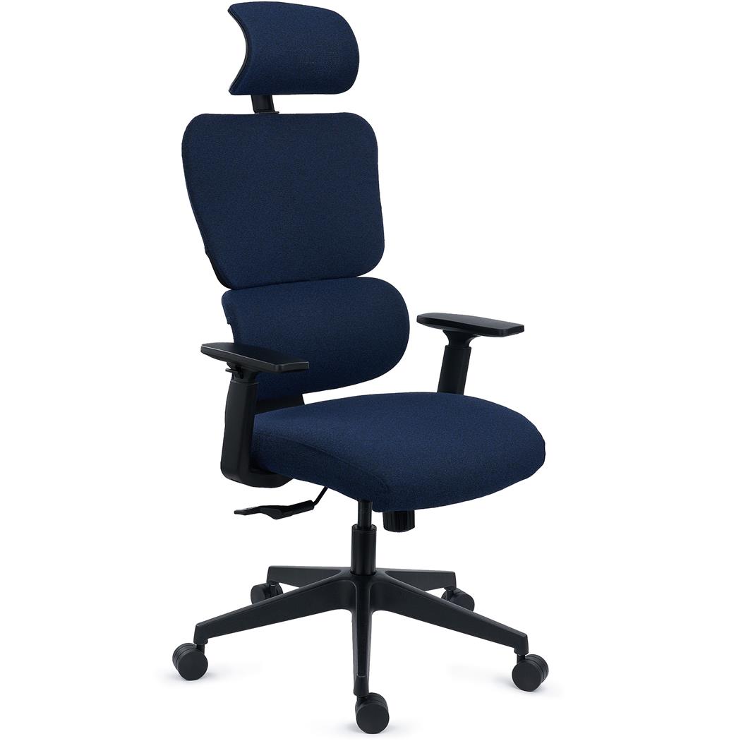 Sedia Ergonomica TUDOR, Design Avanzato, Massima Ergonomia, Tessuto Traspirante, Blu