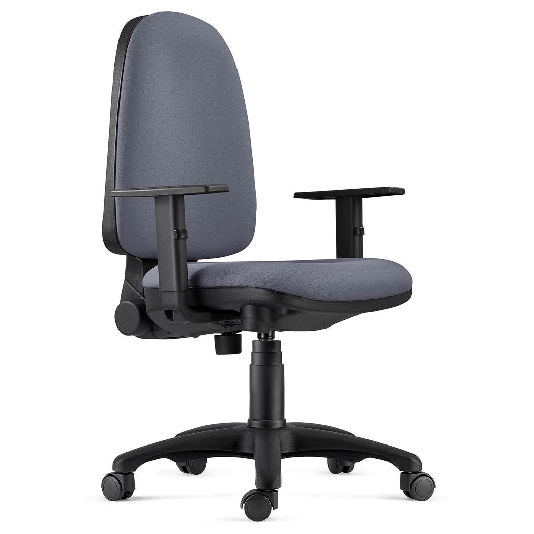 DEMO# Sedia Ergonomica PAROS, in Tessuto Ignifugo Grigio, Braccioli Regolabili
