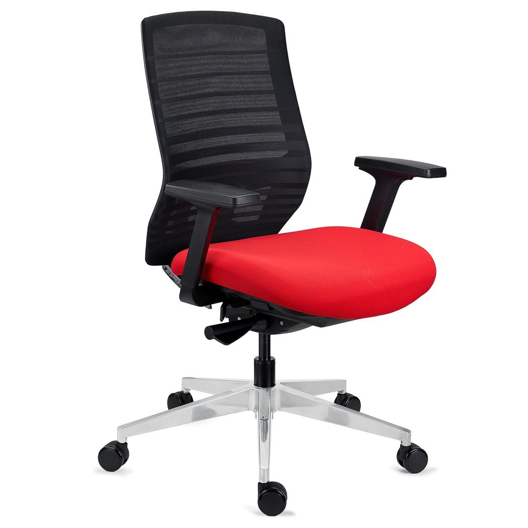 DEMO# Sedia Ergonomica TAURUS, Certificata, Schienale Regolabile, Alta Gamma, in Rete, Rosso