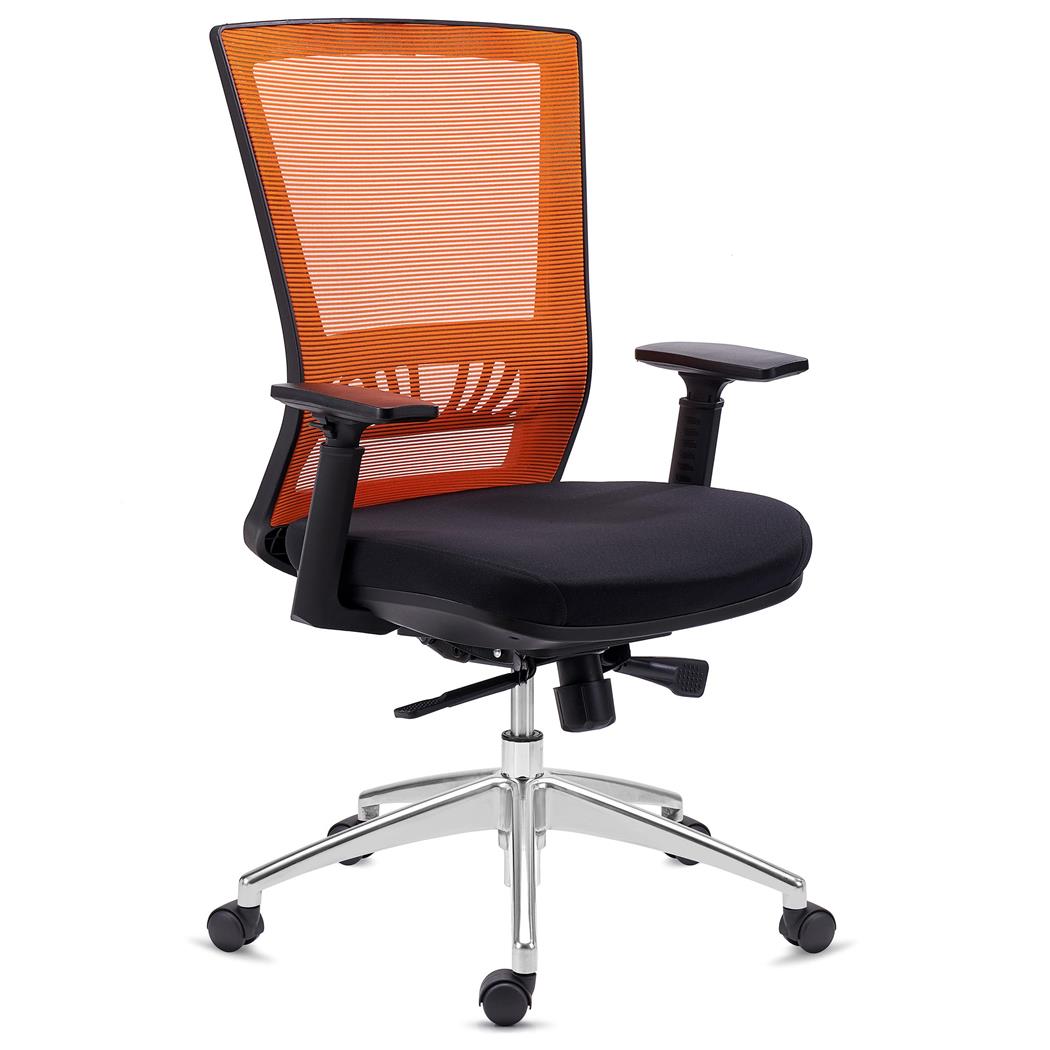 DEMO# Sedia da Ufficio MAGNUM, Supporto Lombare, Base in Alluminio, Qualità Premium, in color Arancione