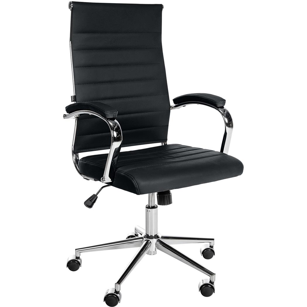 Sedia per Ufficio OXFORD, Elegante e Di Design, Struttura in Metallo, Vera Pelle, Nero