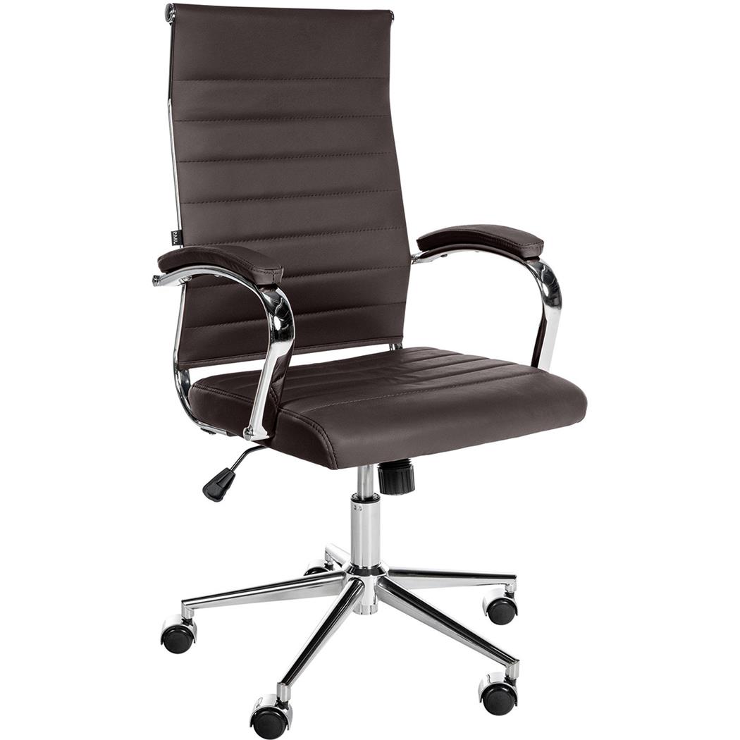 Sedia per Ufficio OXFORD, Elegante e Di Design, Struttura in Metallo, Vera Pelle, Marrone