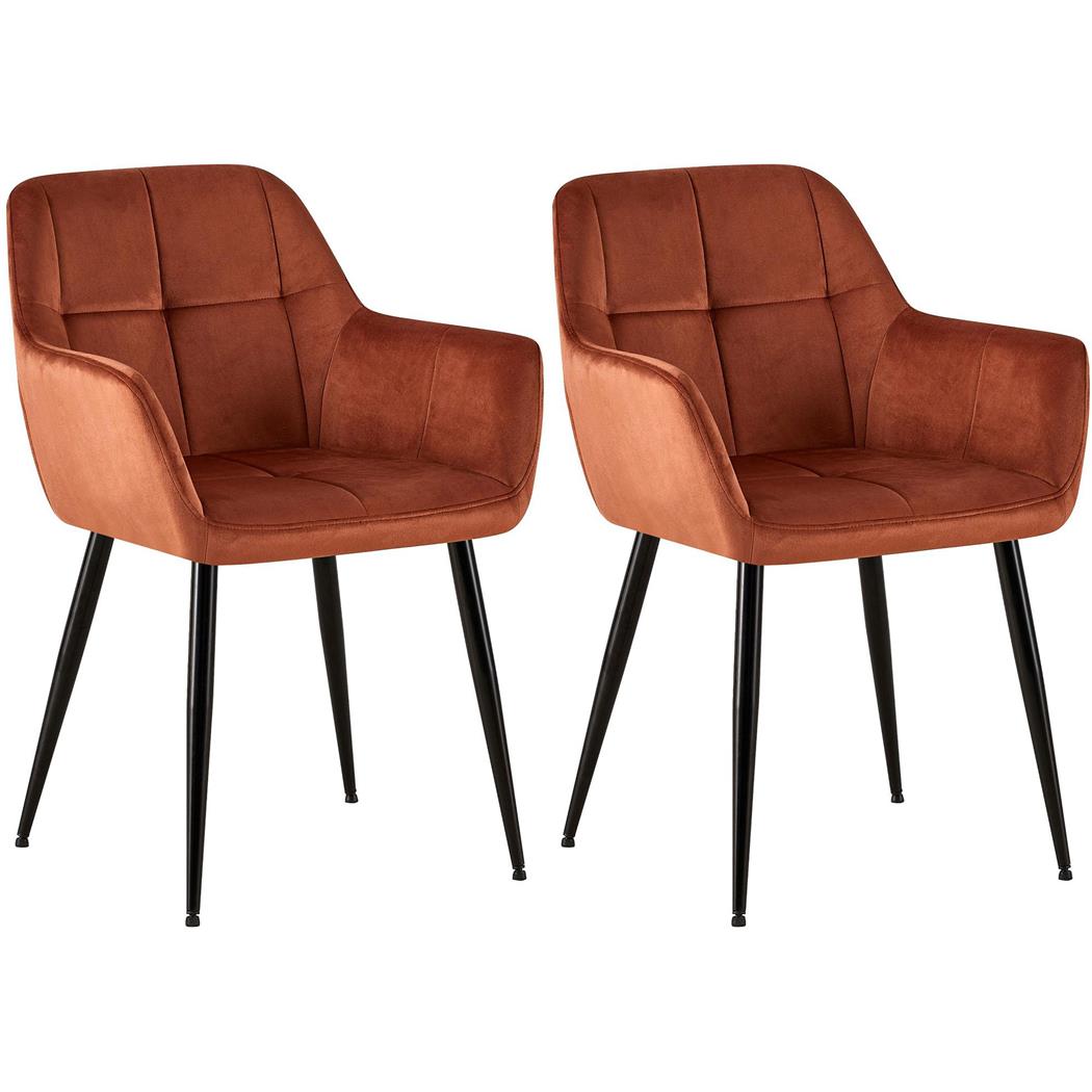 Lotto da 2 sedie Ospiti AMISA, Design Moderno, Gambe in Metallo, Seduta in Velluto Marrone