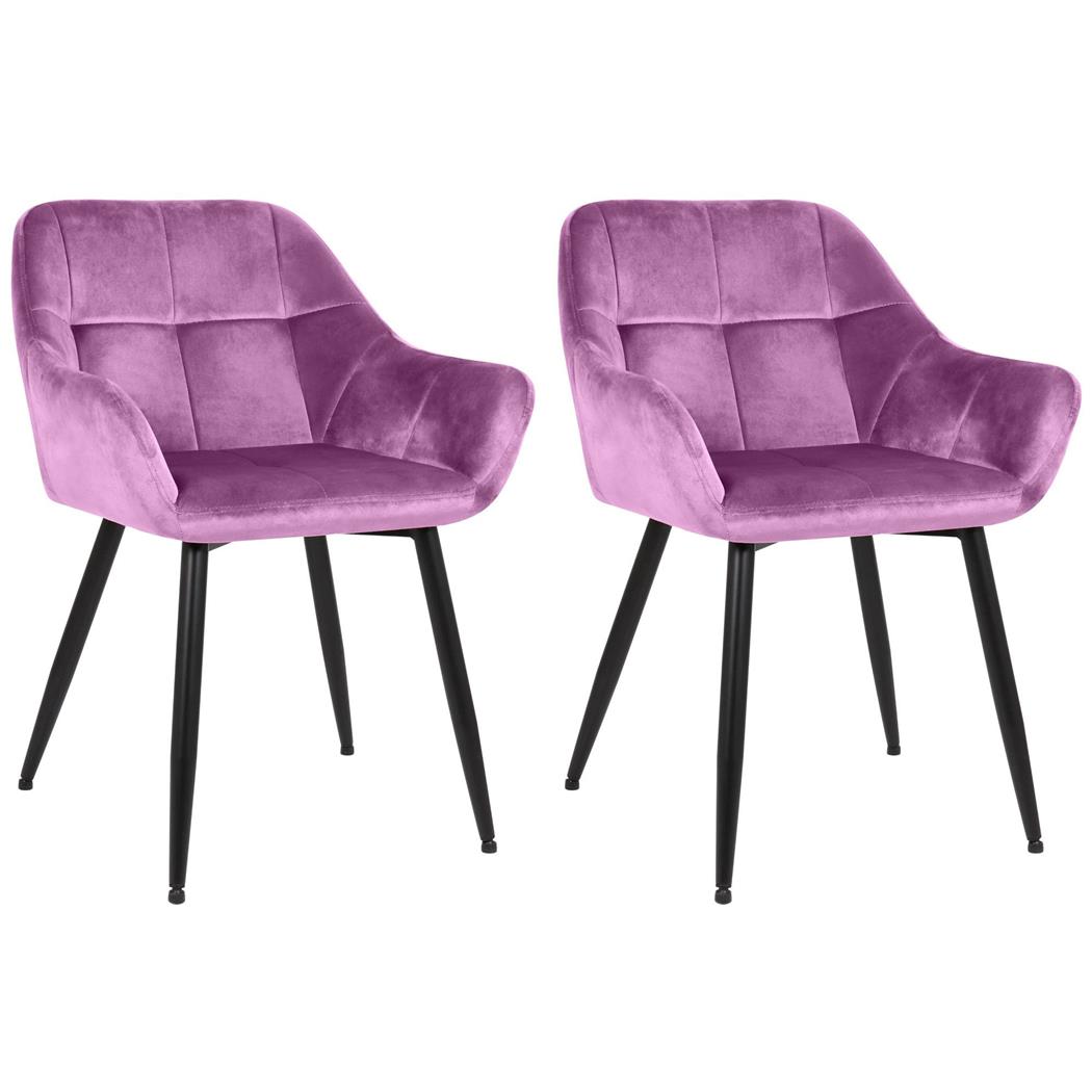 Lotto da 2 sedie Ospiti AMISA, Design Moderno, Gambe in Metallo, Seduta in Velluto Rosa