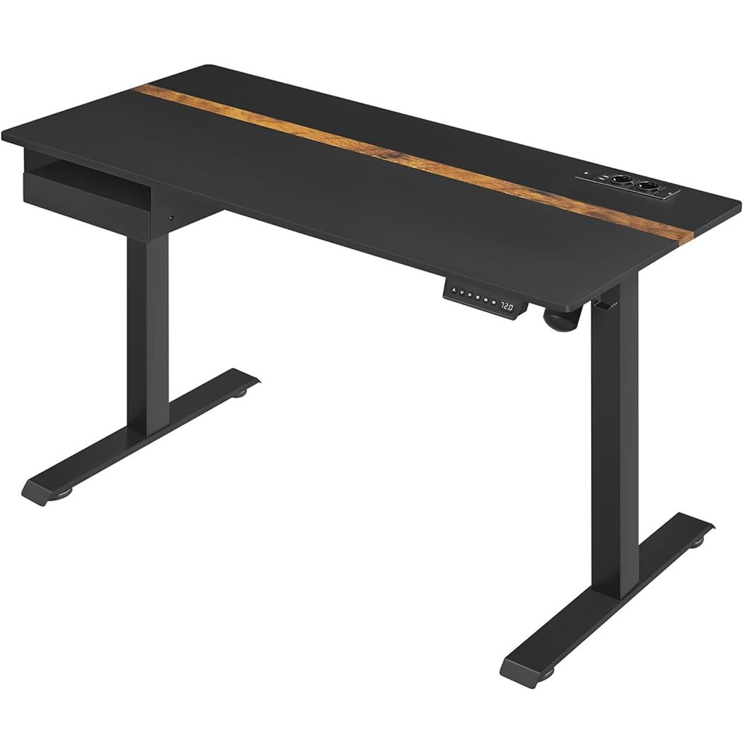 Scrivania Regolabile EVEREST, 140x60cm, Cassetto, Struttura in Metallo, Nero