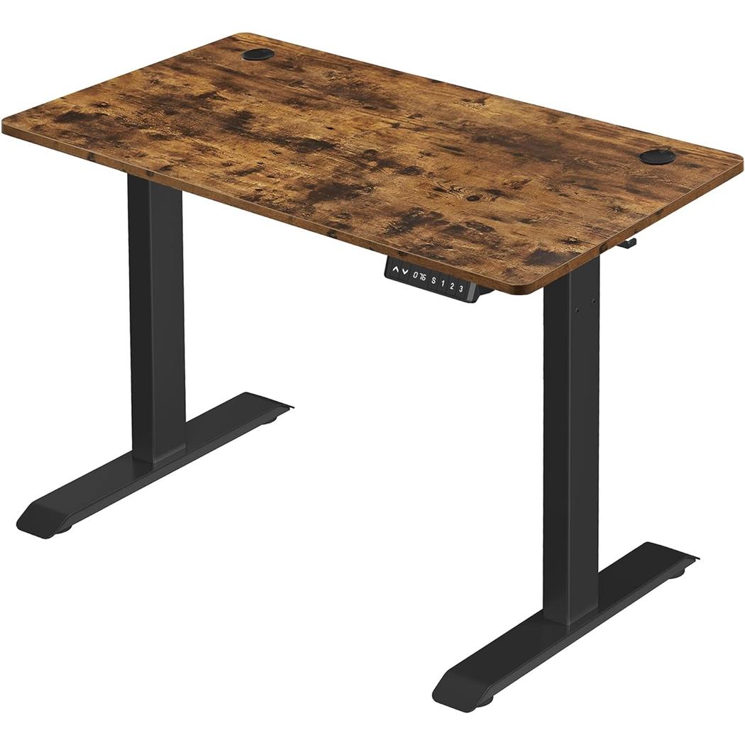 Scrivania ANUKI, 140x70cm, Moderna e Versatile, Struttura in Metallo, Regolabile in Altezza, Noce