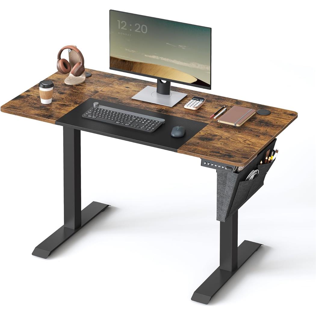 Scrivania per PC KOLIMA, 120x60cm, Regolabile in Altezza, Struttura in Acciaio, Piano Noce
