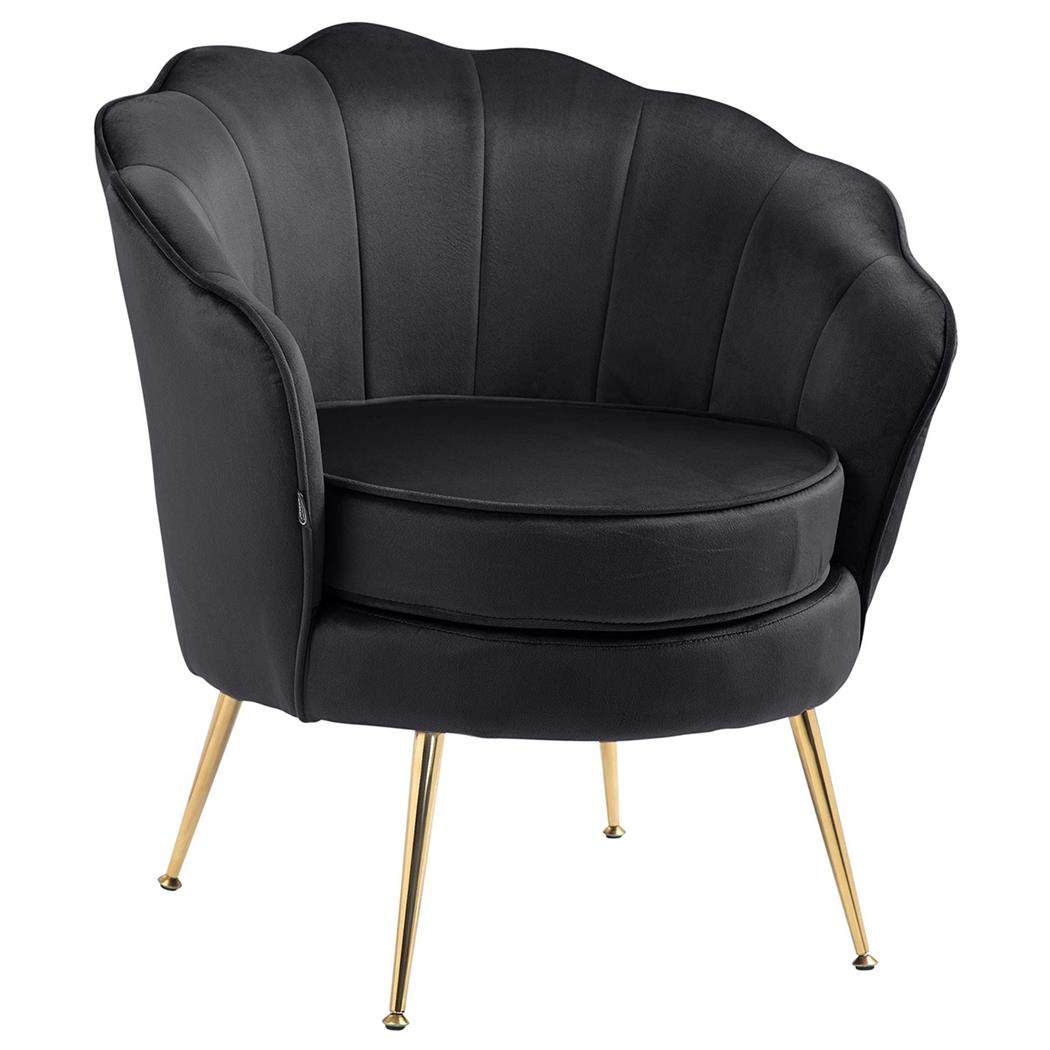 Poltroncina KIEL, Struttura Oro, Seduta Imbottita in Velluto Nero