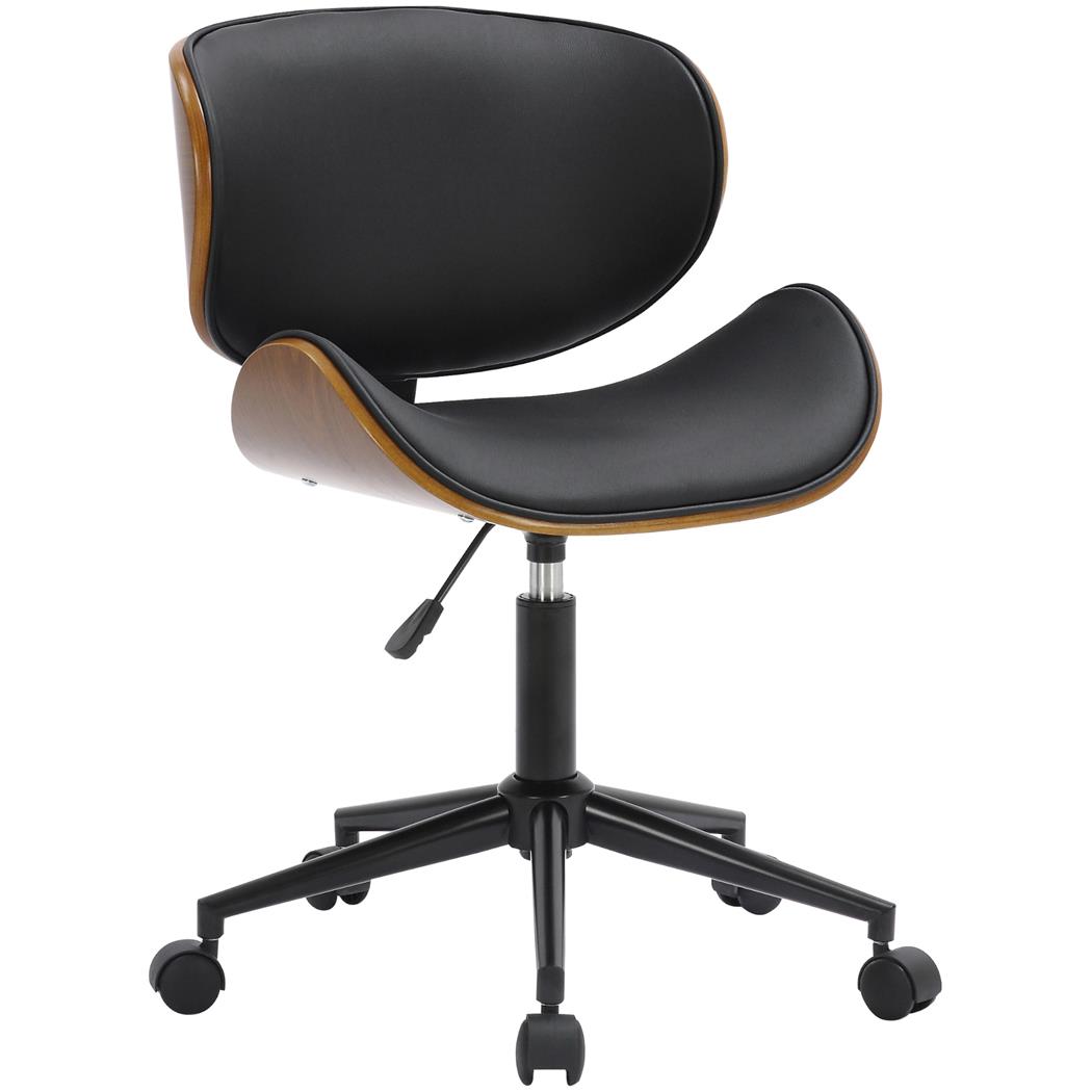Sedia da ufficio KINET, Design Raffinato, in Legno Noce e Pelle Nera