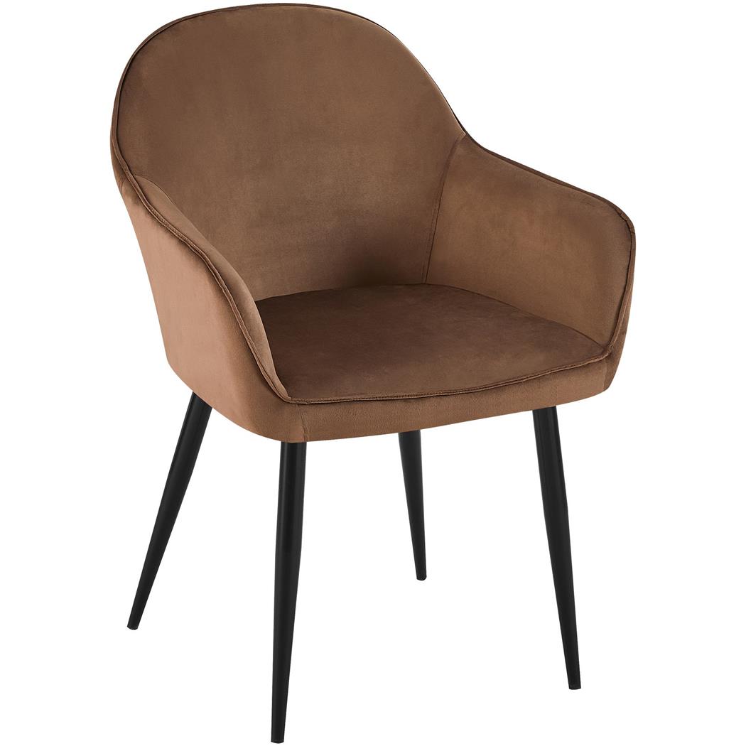 Sedia Ospiti TAMARA, Comoda e di Design, Gambe in Metallo, Seduta in Velluto Marrone